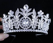 Daisy Floral Clear Austrian Rhinestone Tiara Crown Bridal Pageant Prom Wed T59