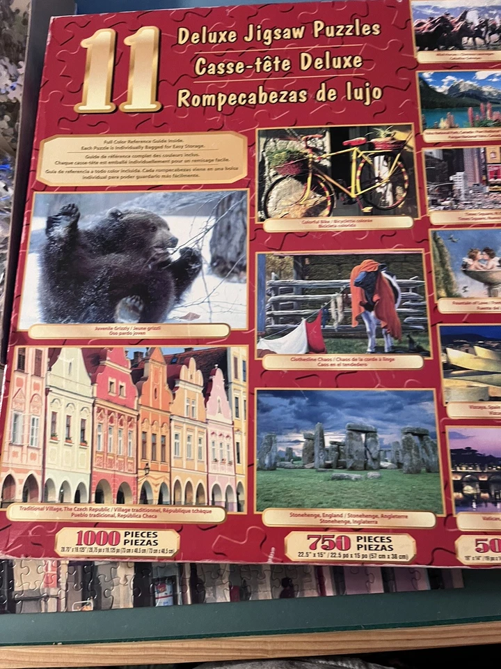 Sure-Lox 11 Deluxe Full Size Jigsaw Puzzles 7250 Total Pieces Partially New - Image 2 of 3