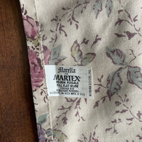 Marella for Martex Percale Full Flat Sheet Westpoint Pepperell No Iron USA VTG - Picture 7 of 8