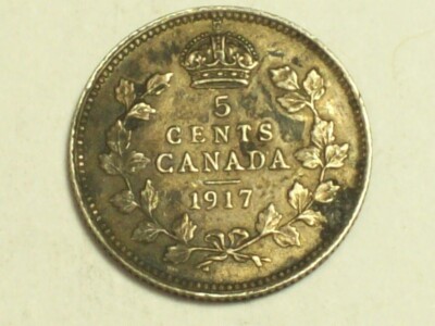 Silver 1917 Canada 5 Cents KM#22 XF+ SN2265 | eBay