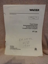 WACKER TRASH PUMP PARTS MANUAL FOR PT3A