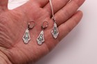 Pendant Earring set Sterling silver Natural Emerald Art Deco Jewelry — photo 6