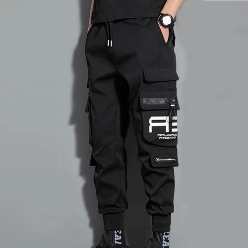 Men Black Cargo Pants Multi-Pocket Streetwear Harem Joggers Casual Trousers M-4X - Bild 12 von 13