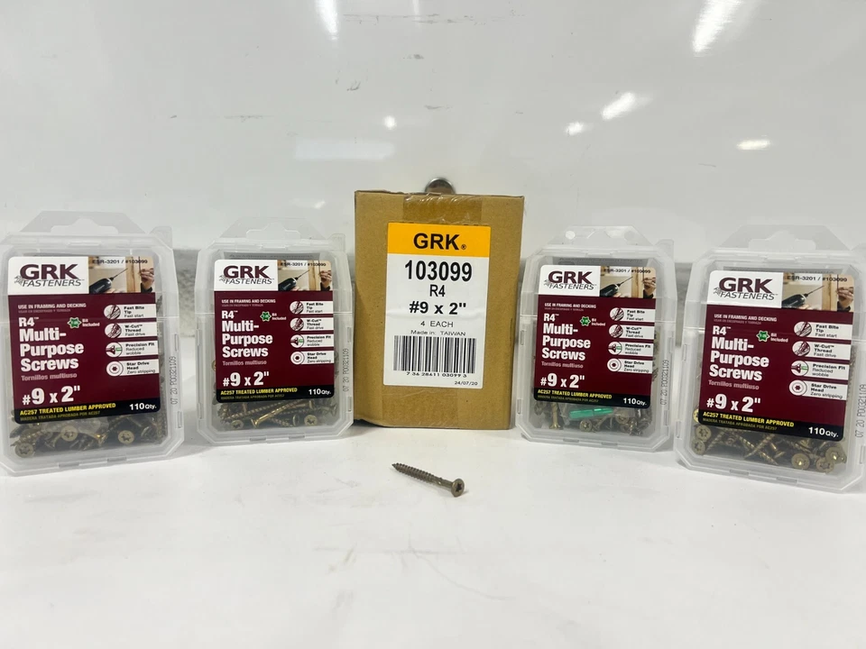 4 BOXES GRK#9x2" Star Drive Bugle Head R4 Steel R4 Multi-Purpose Screws 103099