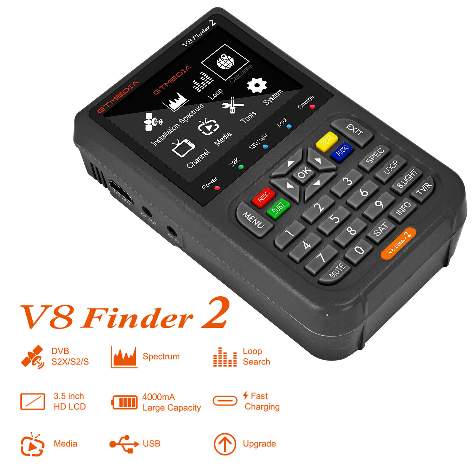 Profi GTMEDIA V8 Satfinder SAT-Messgerät DVB-S/S2/S2X 3.5" LCD M9T8
