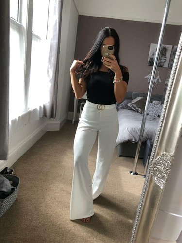 Quiz White Ivory Stretch Trousers 