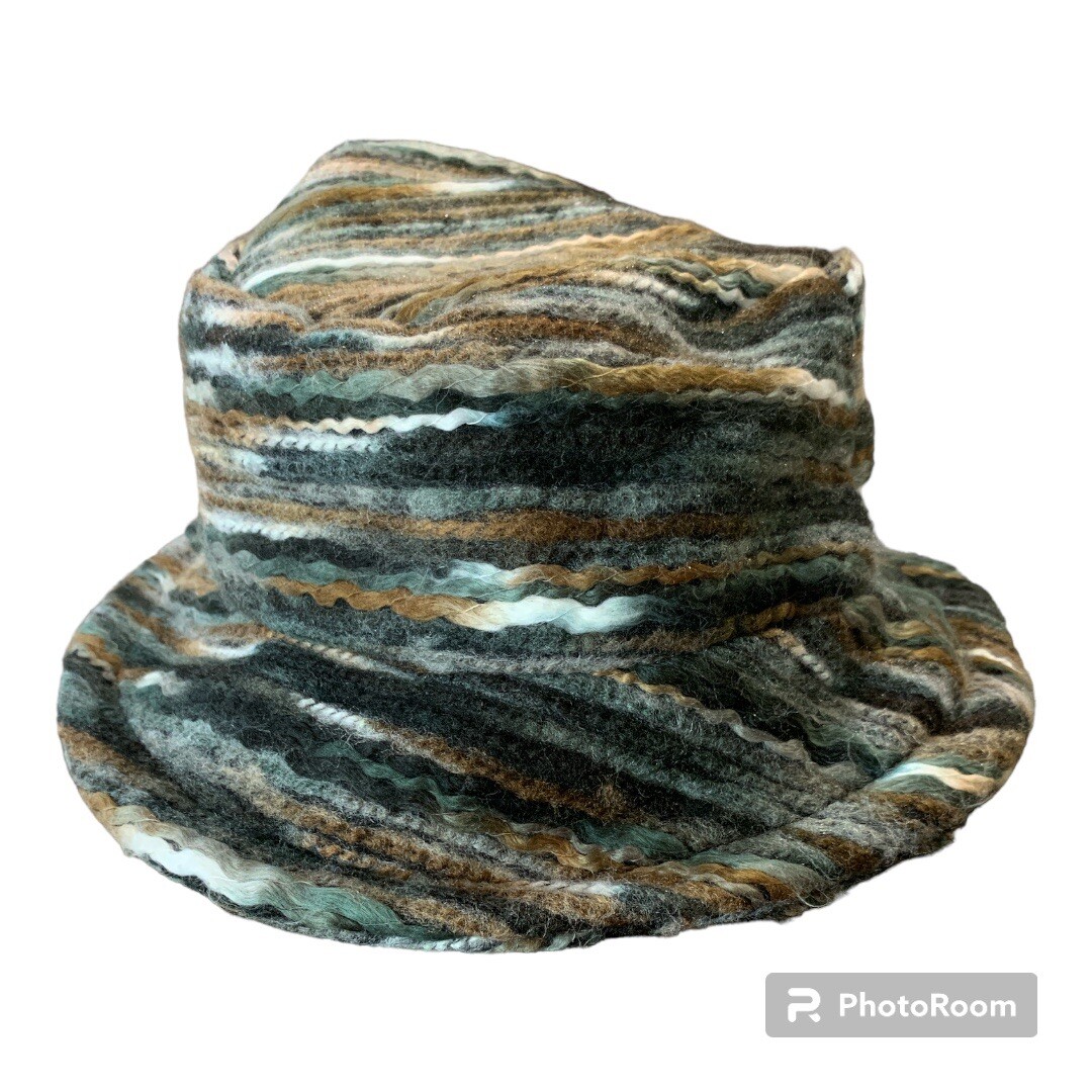 Coco + Carmen Textured Wool Multicolored Boho Bucket Hat Unisex Y2K One Size