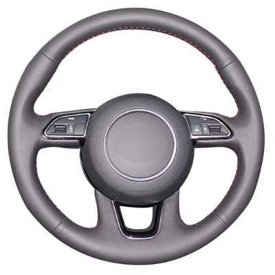 Top Leather Steering Wheel Hand-stitch on Wrap Cover For Audi Q3 Q5 2013-15