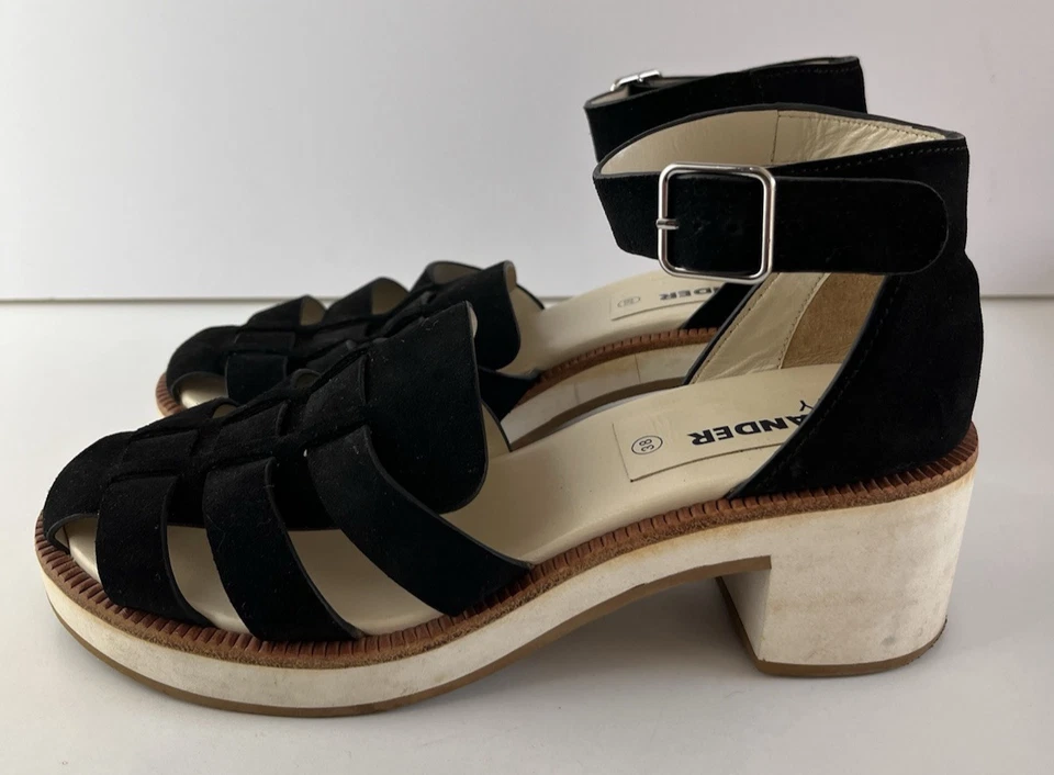 Tacones Jil Sander azul marino negro gamuza bloque con hebilla para mujer talla 38 Foto 2 de 4