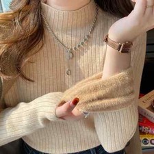 Women Velvet Thicken Warm Sweaters Turtleneck Knit Pullovers Sweater Women