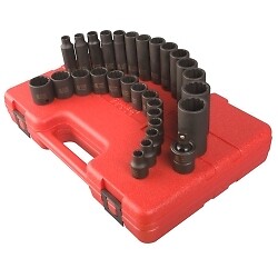 Sunex Tools 3330 3/8'' Dr 12 Pt Met Master Impact Socket Set, 29 Pc.