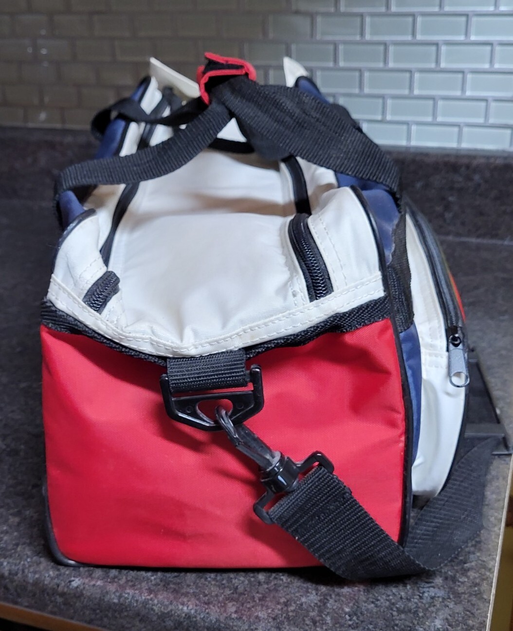 Stunning Set of 4 EPCO Red /Blue Swirl Candlepin Bowling Balls With