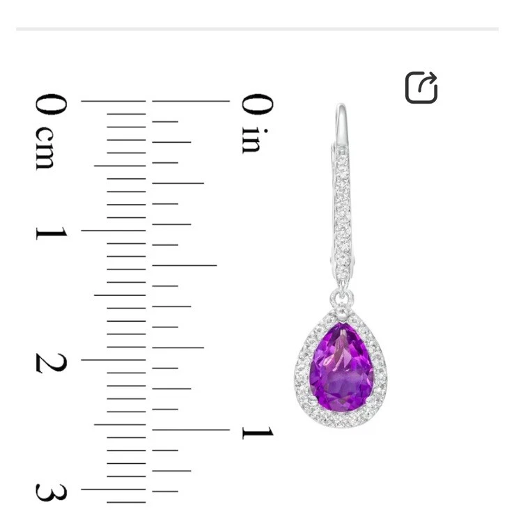 Pendientes de amatista con piedra de nacimiento de plata de ley Zales Foto 4 de 4