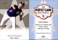 KADE GRUNDY 2020 LEAF PERFECT GAME NATIONAL SHOWCASE ROOKIE CARD #155