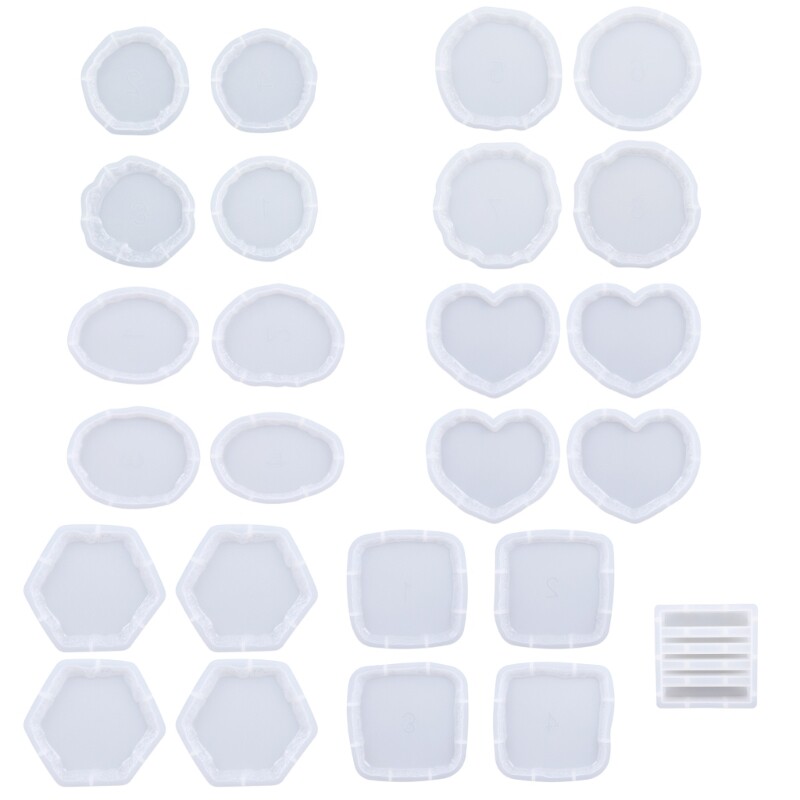 Silicone Coaster Mold Set for Epoxy Resin Casting in Various Shapes