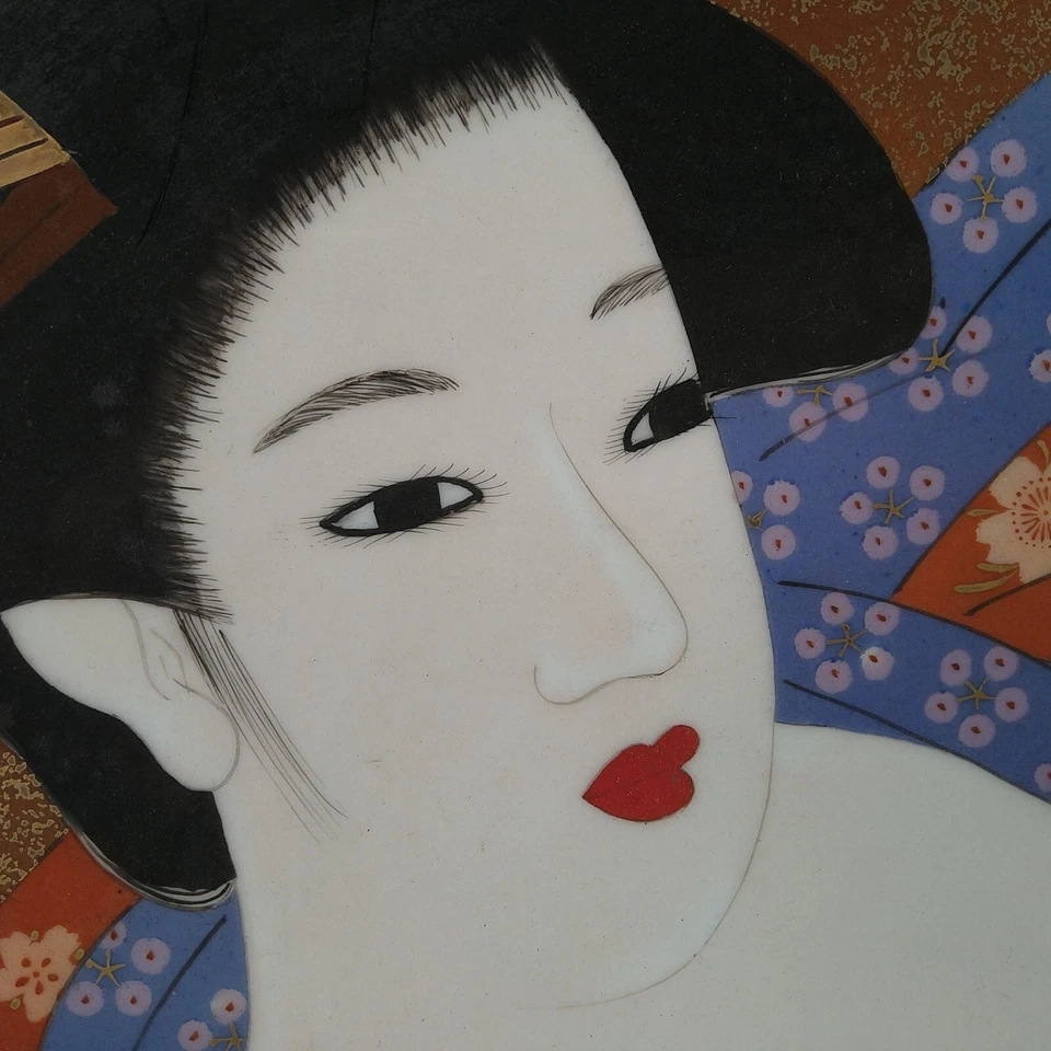 Plato de porcelana japonés Arita Ware 17,91 pulgadas Shunga Geisha de Gyokusen Meiji Foto 3 de 4