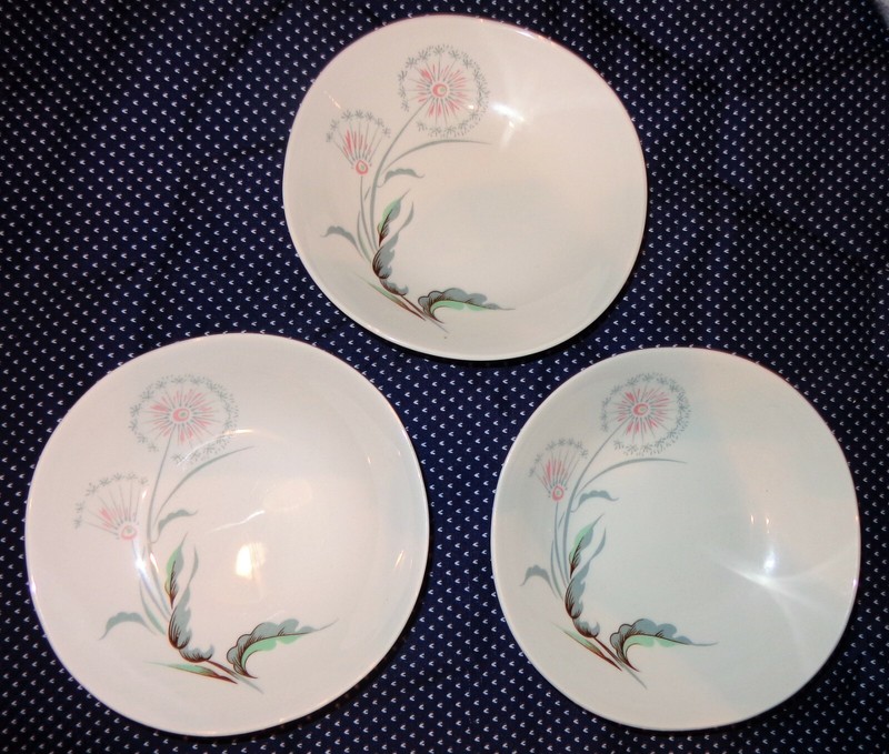 3 SMALL OLD VINTAGE KOHURA WARE JAPAN 1701 PALMYRA  FLORAL DISHES CHINA BOWLS
