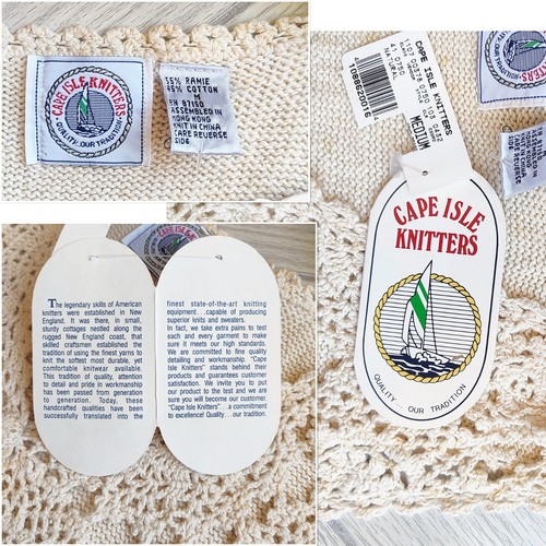 New Vintage Crochet Vest Ivory Cottage 90s Soft Cape Isle Knitter Stretch Boho M - Picture 7 of 13
