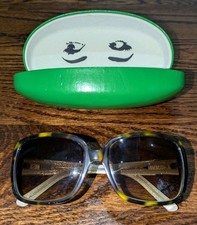Kate Spade Lulu/S Tiger Brown Tortoise Gold Glitter Square Sunglasses 55-16 130