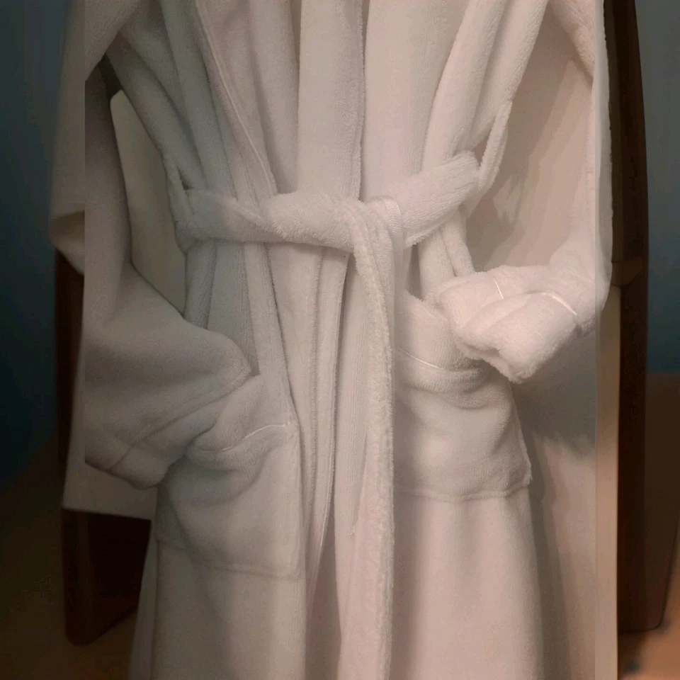 Nordstrom Intimates Bata Larga Mujer S Blanco Algodón Rosa INICIAL S Foto 3 de 4