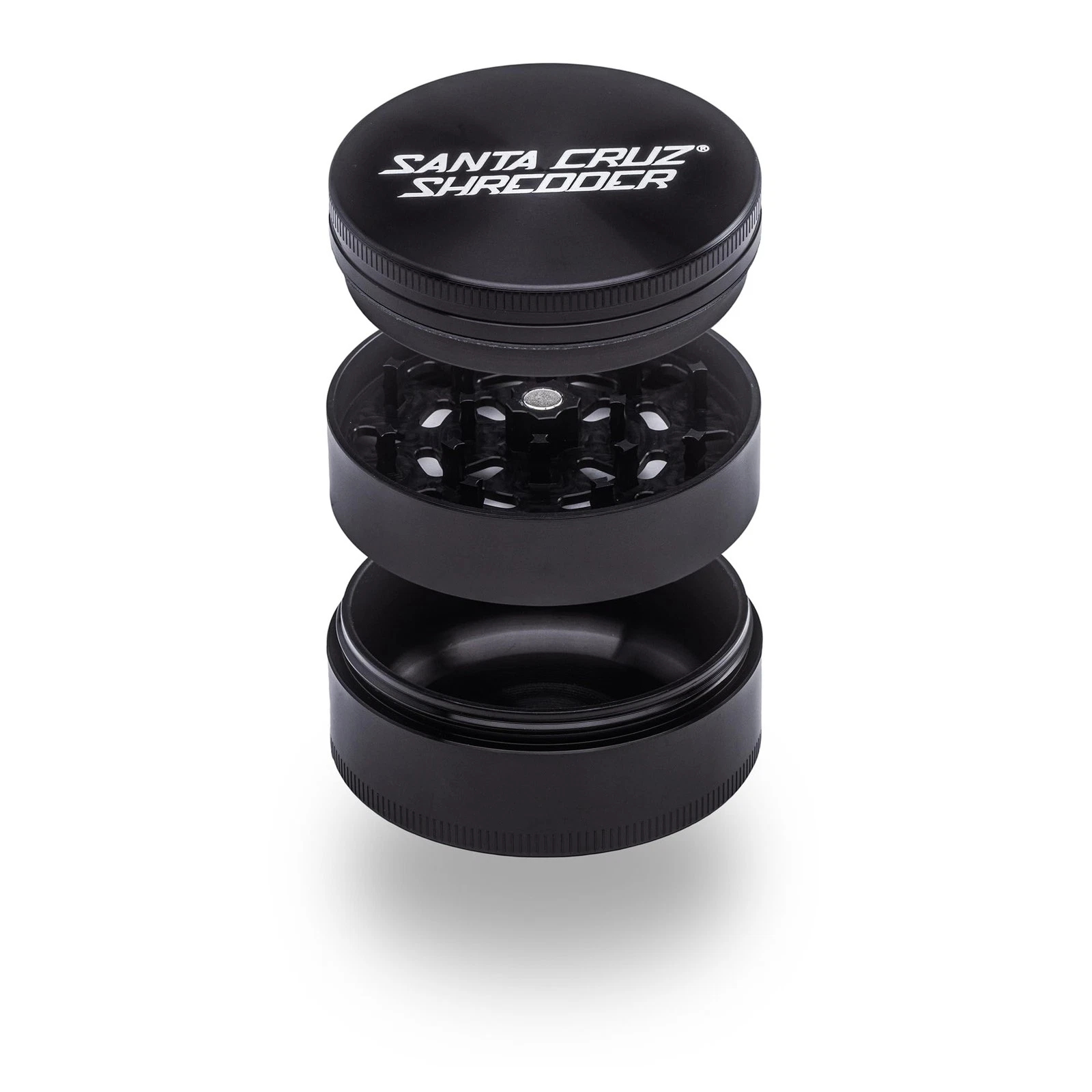 Santa Cruz Shredder Large 3-Piece Metal Herb Grinder Knurled Top 2.7-inch Black