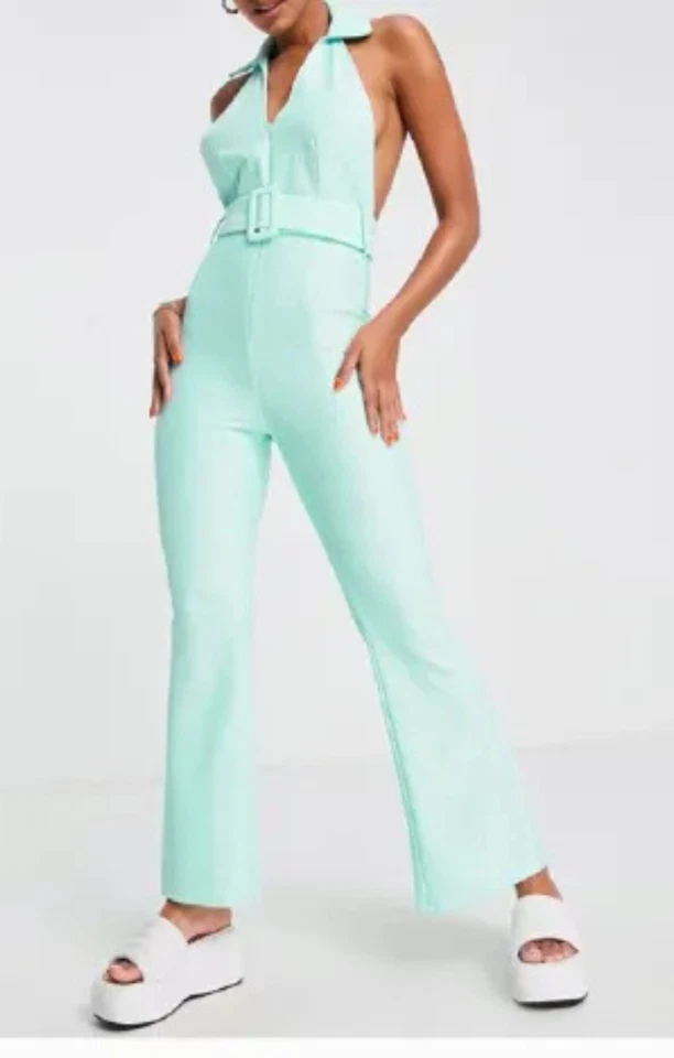 Mono con cuello frontal y cremallera acanalada azul bebé de ASOS DESIGN para mujer PVP £4 Foto 2 de 4