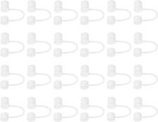 24Pcs Straw Cover Cap, White Silicone Straw Tips Cover Fits 10Mm/0.39" OD Drinki