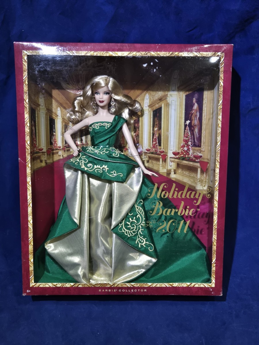 2011 Holiday Barbie Doll Christmas Green Gown Collector Edition Blonde NIB  | eBay