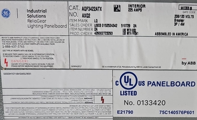 AQF3422ATX GE 225 Amp Max Panel MCB Main Breaker 42 Circuit 3