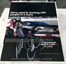 DALE EARNHARDT SR. AUTOGRAPHED 8x11 PUB PAGE - 1997 GOODWRENCH QUICK LUBE AD