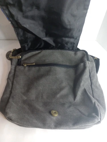 Robin Ruth Black With British Flag Canvas Messenger Crossbody Bag Shoulder Strap - Picture 5 of 8