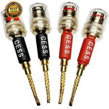 Cess-220 Pin Banana Plug To 4mm Female Banana Jackspeaker Wire 4 Pack Braided Cess-220 Pin Banana Plug To 4mm Female Banana Jackspeaker Wire 4 Pack Braided