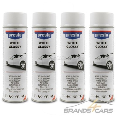 4x UNIVERSAL LACK AUTOLACK WEISS GLÄNZEND 500ml 428955 SPRÜHLACK SPRAY PRESTO 69