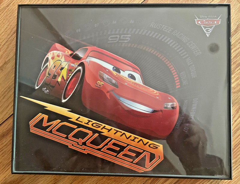 Framed Disney Pixar Cars Lightning McQueen Wall Art Decor Kids Wall Art