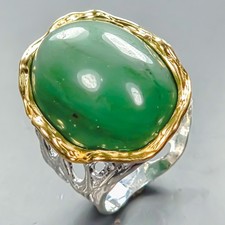 Handmade 28 ct Natural Chrysoprase Ring 925 Sterling Silver Size 8 /R441709