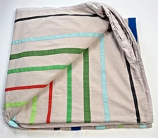 Crate & Kids Duvet Full Size Khaki with Colorful Stripes