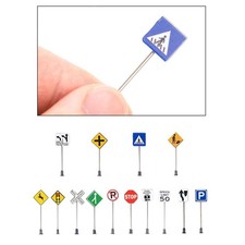 14pcs 1:87 HO Traffic Signage Road Scenes Model