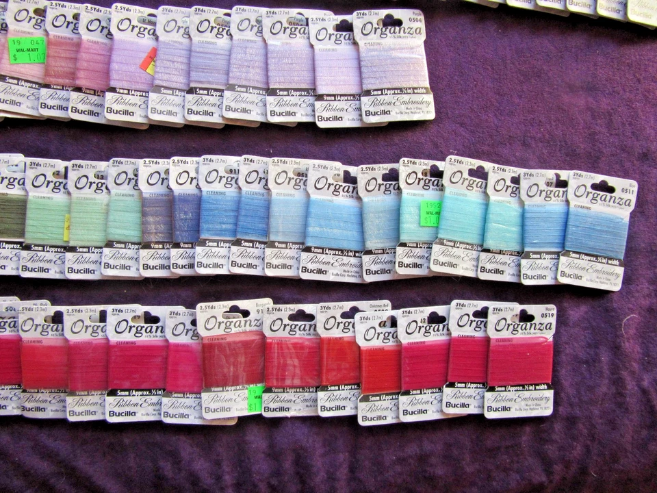 LOT of 90 New Bucilla Organza Embroidery Ribbon for only $60.00! 5 and 9 mm. - Image 4 of 4