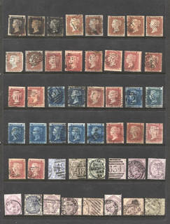 GB QV 1840 SG1 3 1d Penny Black x 3 Reds Line Engraved x 34 14 Surface Print