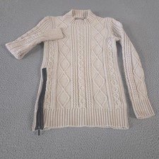 Suéter Banana Republic para mujer XS beige imitación cuero ribete tejido con cable pulóver
