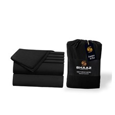 6-Piece Bed Sheet Set    Soft, Wrinkle-Free Microfiber   Deep Pocket Full Black