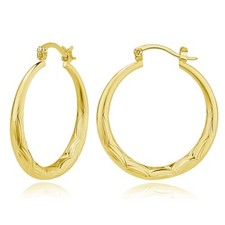 14K Gold Hoop Earrings for Women Ripple Line 14K Gold Earrings for Women 30MM