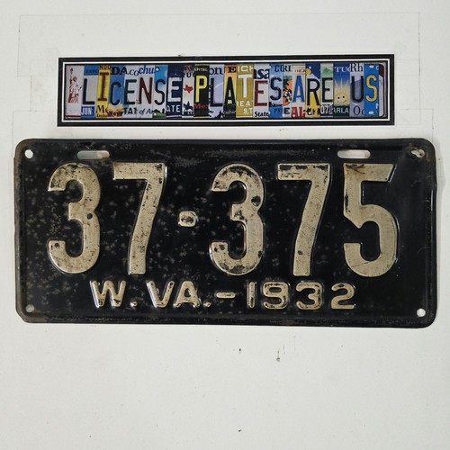 1932 West Virginia License Plate Original Antique WV Tag # 37-375