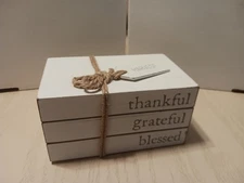 Thankful Grateful Blessed - Farmhouse Rustic Home Decor - Distressed Wood Look