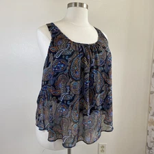 Ambiance Paisley Sheer With Liner Tank Top. Boho. Flirty Backside. Women’s 2X