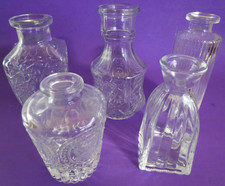 Lot of 5 Mini Glass Bud Vases in Foam Packaging 2 - Various 4" - 5.5" tall