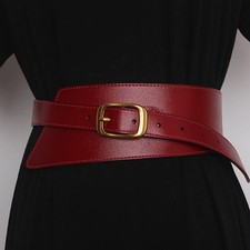 Genuine Leather Wide Belt 8cm Solid Coat Dress Corset Casual Women Waistband