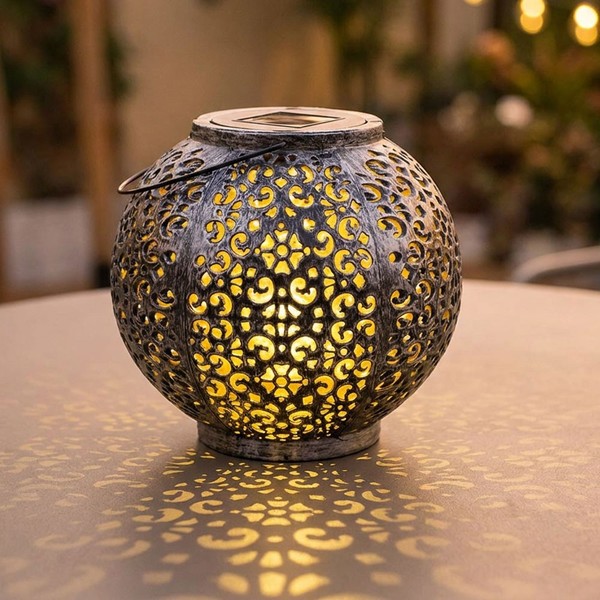 Solarleuchte AußEnlampe HäNgeleuchte Gartenlampe Kugel Orientalisch Led D 18 Cm-image