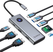 ORICO USB C Docking Station Dual Monitor, 8-in-1 Laptop Docking Station