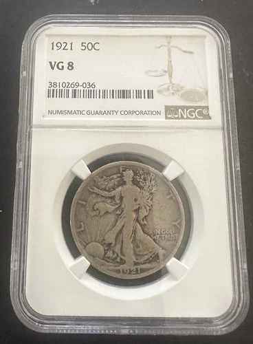 1921 Walking Liberty Half Dollar Key Date : NGC VG8